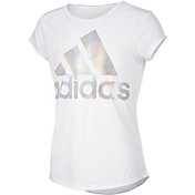 adidas Girls' climalite Rainbow Foil Logo T-Shirt