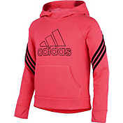 adidas girls' fleece 3-stripe hoodie
