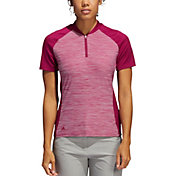 adidas Women's Colorblocked Heathered Short Sleeve Golf Polo