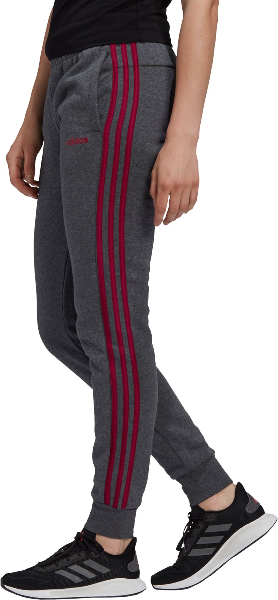 adidas 3 stripe joggers womens grey