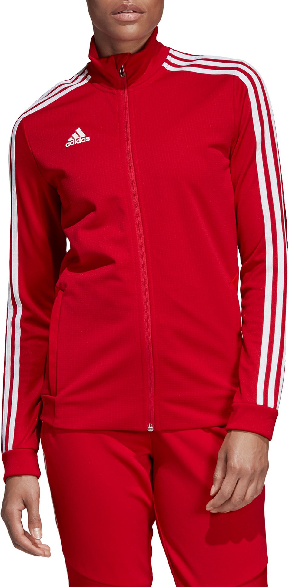 all red adidas suit