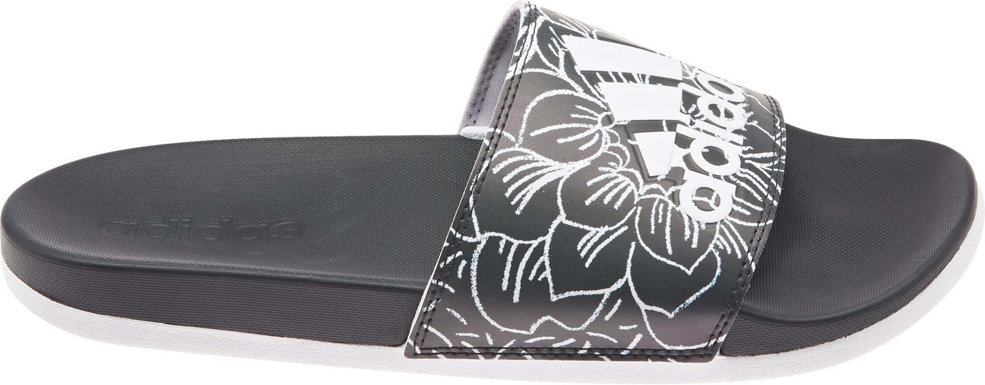 black and white adidas slides womens