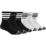 adidas Youth 3-Stripes Crew Socks - 6 Pack