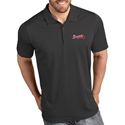 Antigua Atlanta Braves Black Compression Long Sleeve Dress Shirt, Black, 70% Cotton / 27% Polyester / 3% SPANDEX, Size S, Rally House
