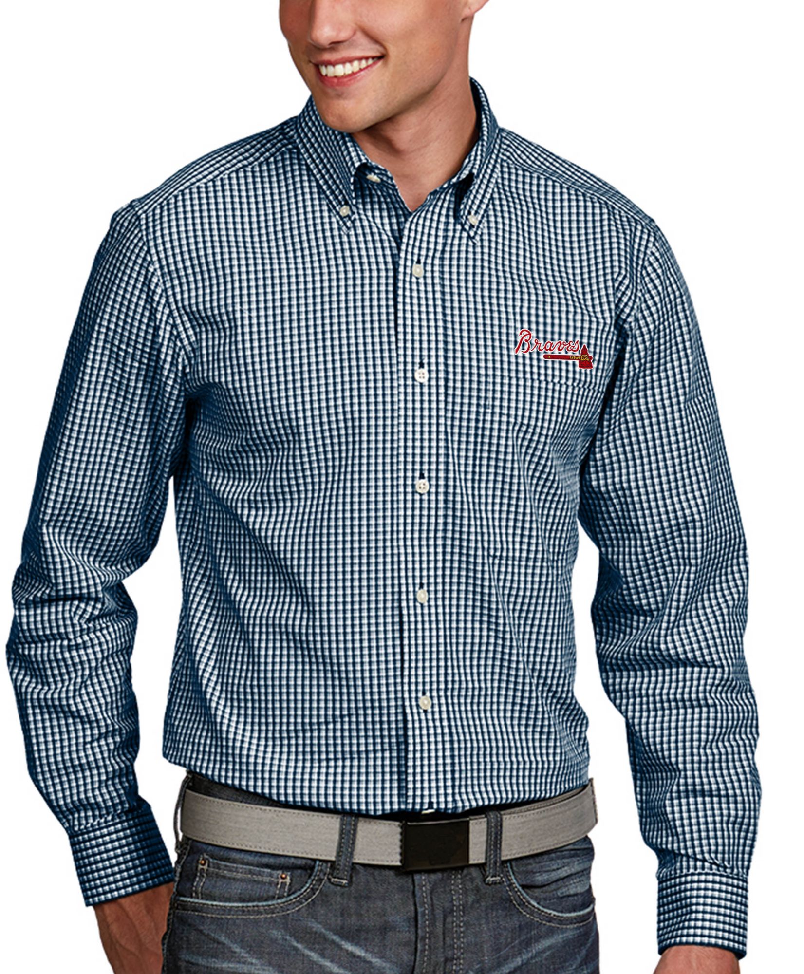 braves button up shirt