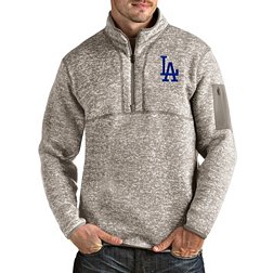 Antigua MLB National League Action Hoodie, Mens, S, Los Angeles Dodgers Oatmeal