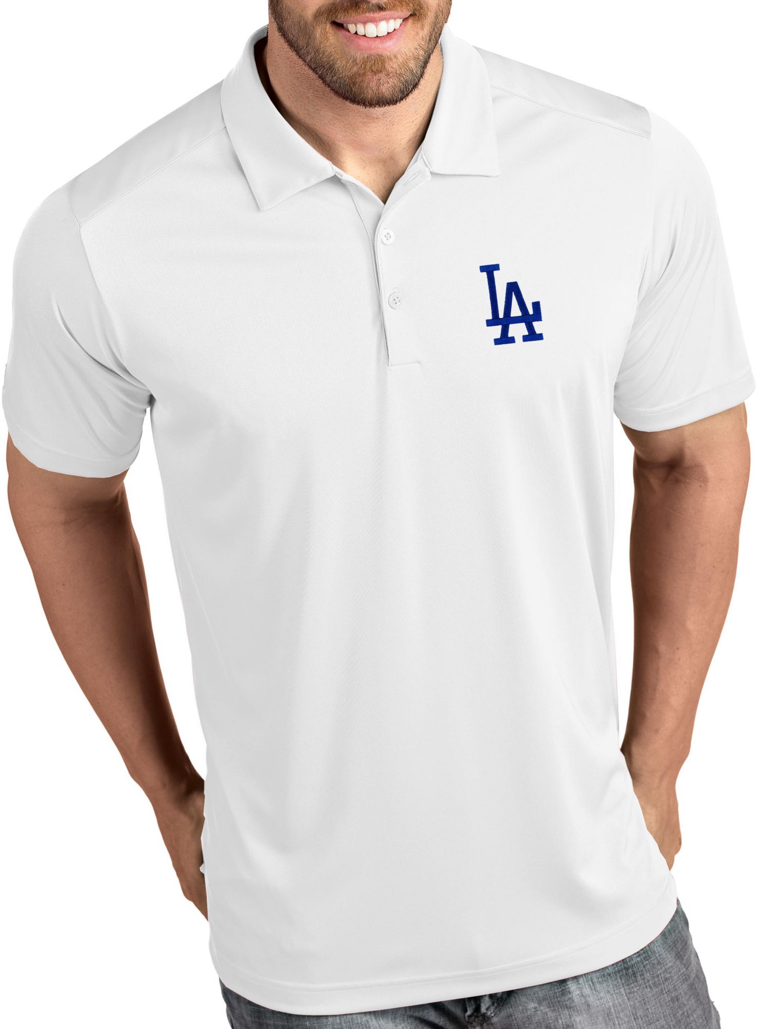 Antigua Men's Los Angeles Dodgers Tribute White Performance  Polo