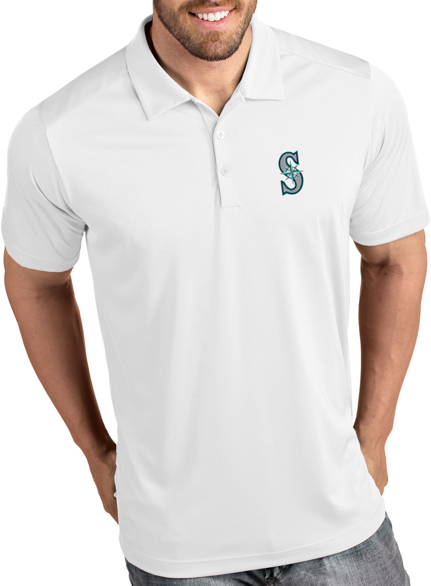 Antigua Men's Seattle Mariners Tribute White Performance  Polo