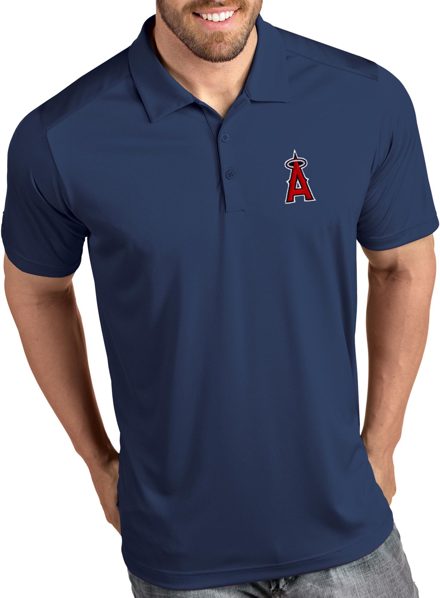 Antigua Men's Los Angeles Angels Tribute Navy Performance  Polo
