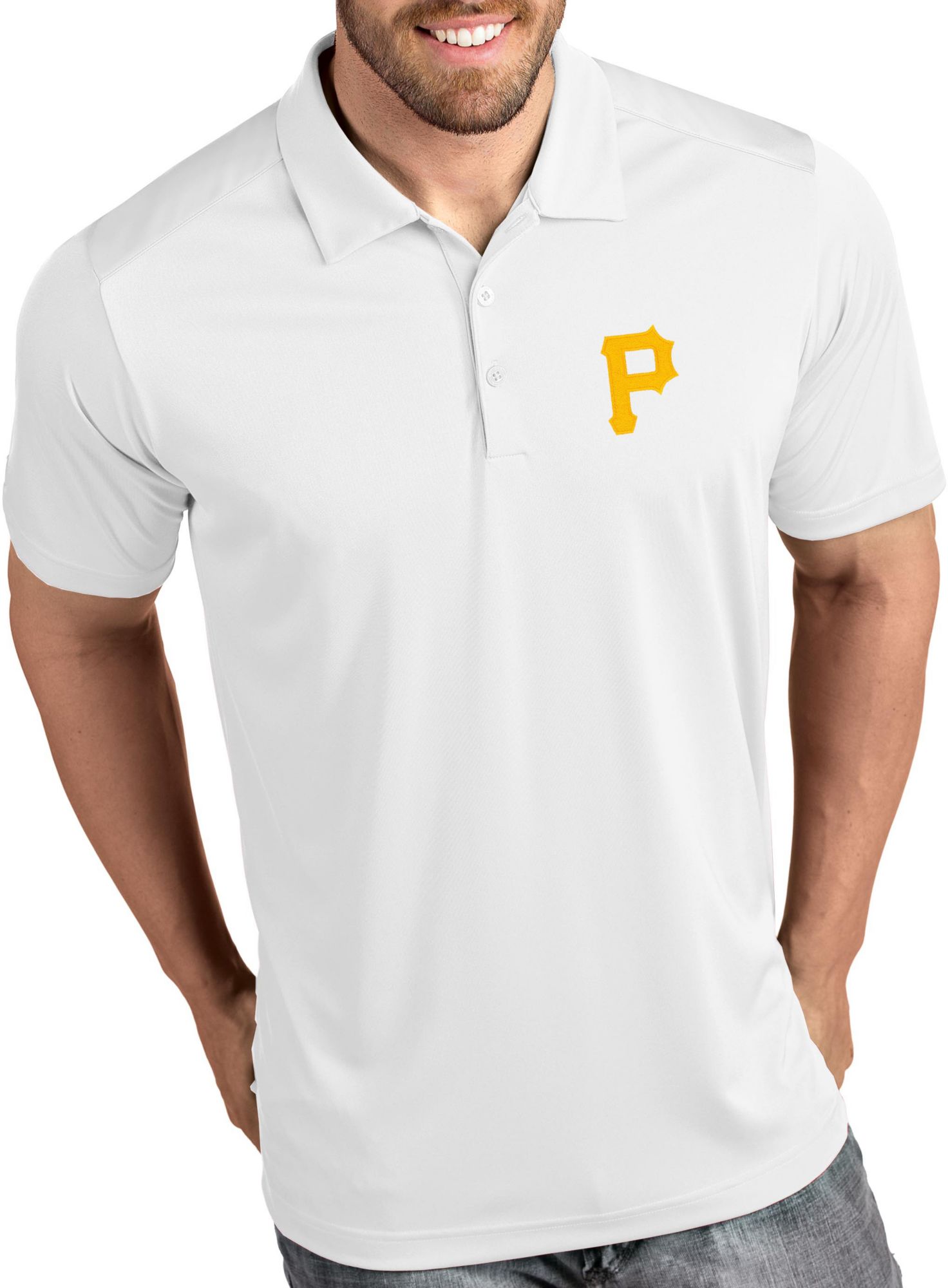 Antigua Men's Pittsburgh Pirates Tribute White Performance  Polo