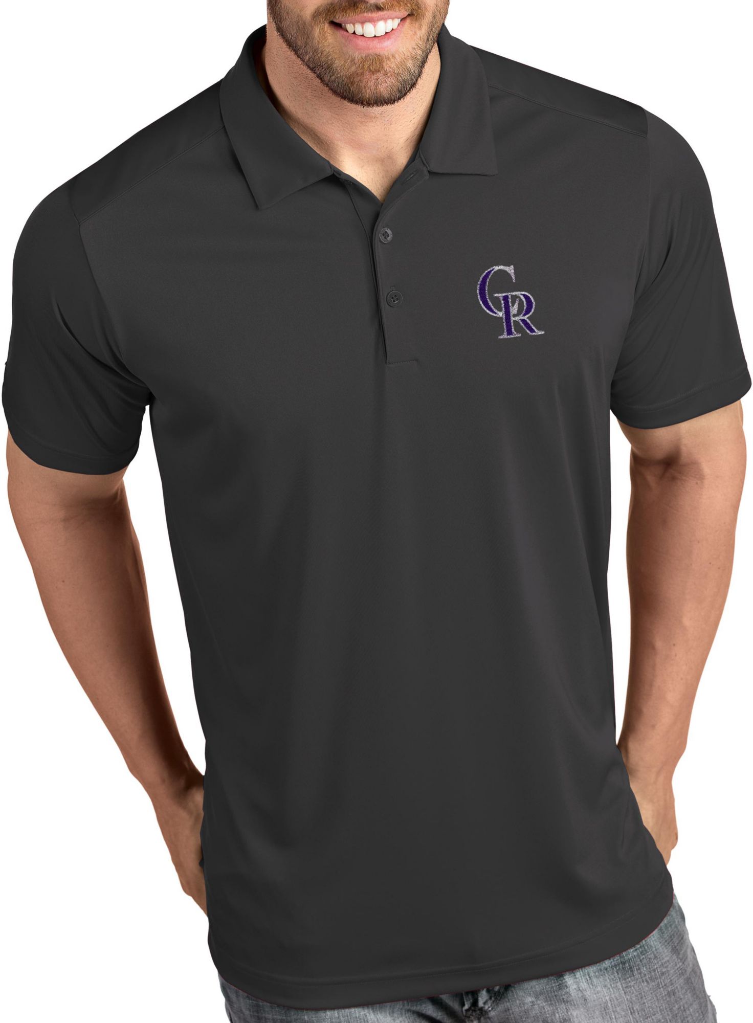 Antigua Men's Colorado Rockies Tribute Grey Performance  Polo