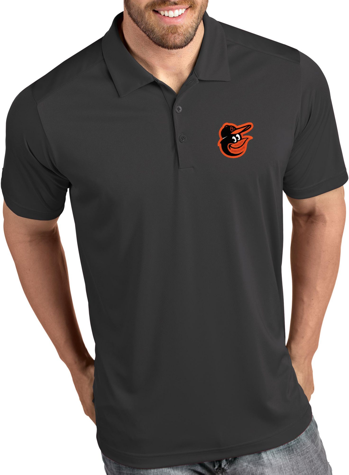 Antigua Men's Baltimore Orioles Tribute Grey Performance  Polo