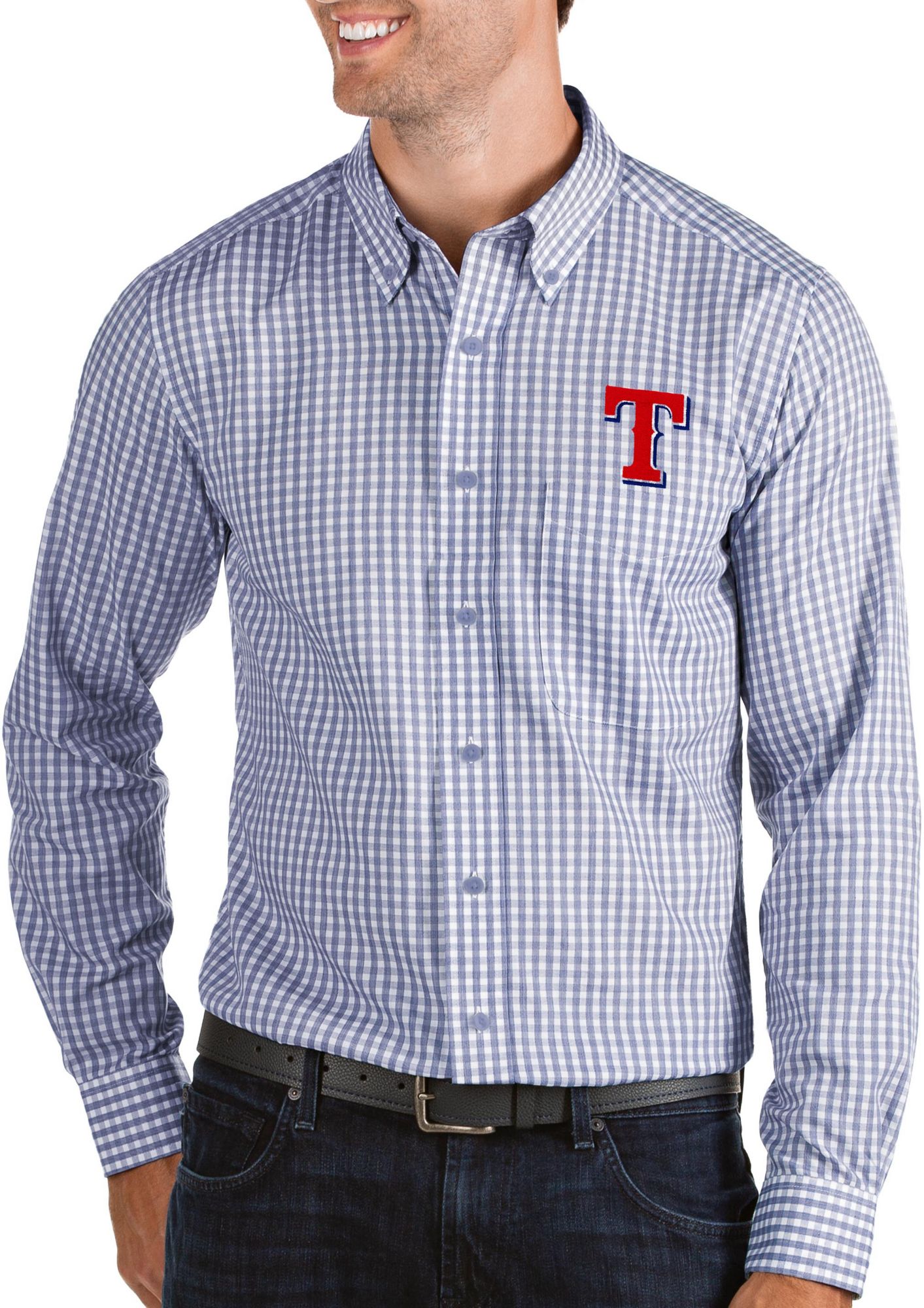 texas rangers button up shirt