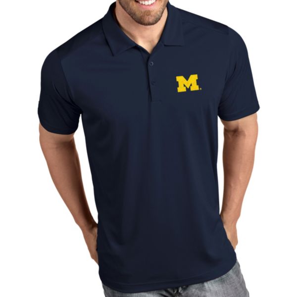 Antigua Men's Michigan Wolverines Navy Tribute Performance Polo