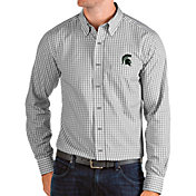 Antigua Men's Michigan State Spartans Grey Structure Button Down Long Sleeve Shirt