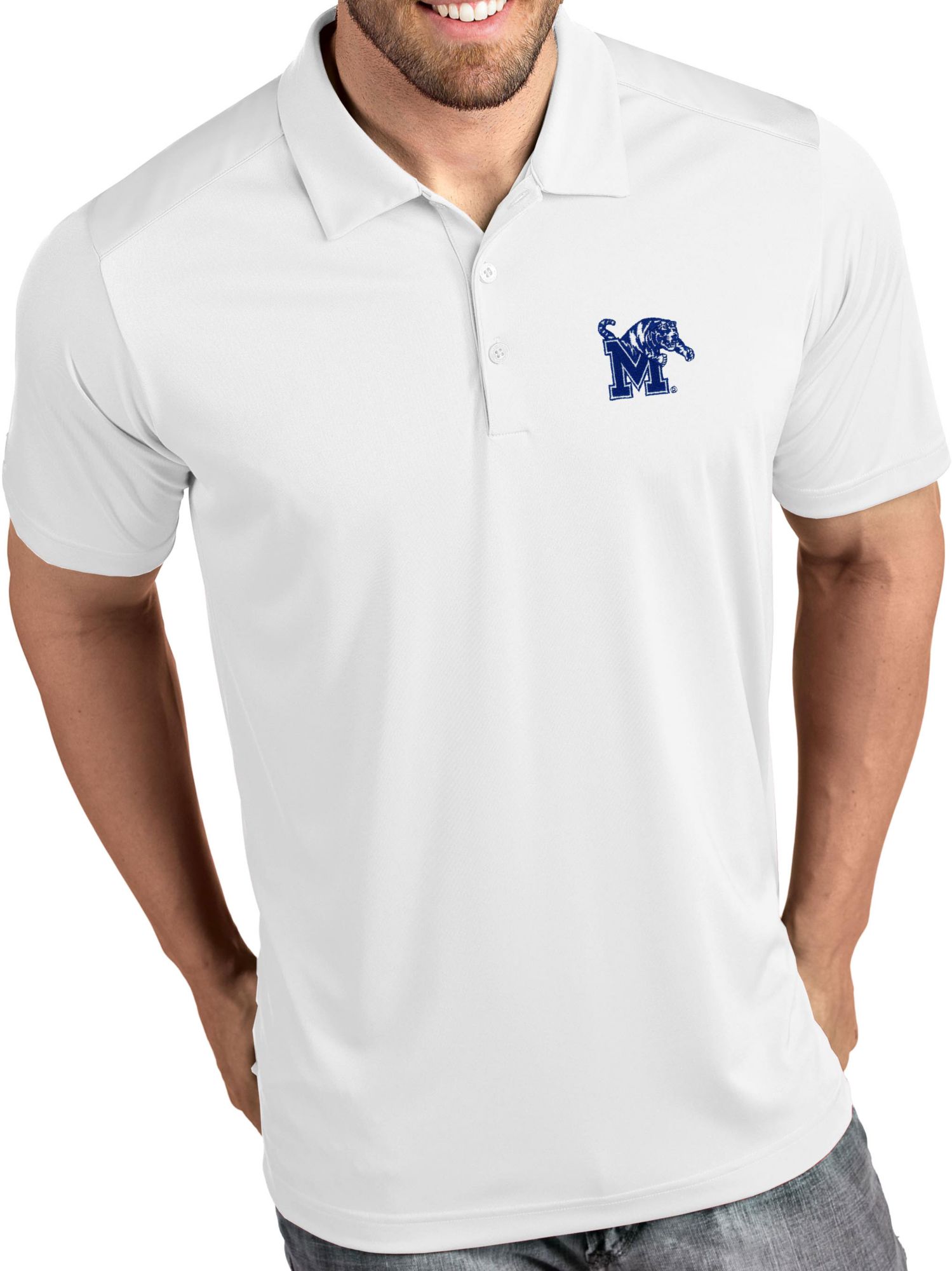 Antigua Men's Memphis Tigers Tribute Performance White Polo