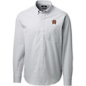 Cutter & Buck Men's Maryland Terrapins Grey Anchor Gingham Long Sleeve Button Down Shirt