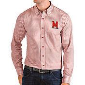Antigua Men's Maryland Terrapins Red Structure Button Down Long Sleeve Shirt