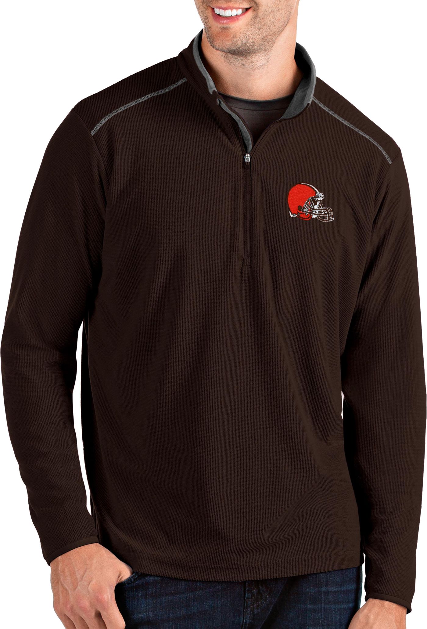 Download Antigua Men's Cleveland Browns Glacier Brown Quarter-Zip ...