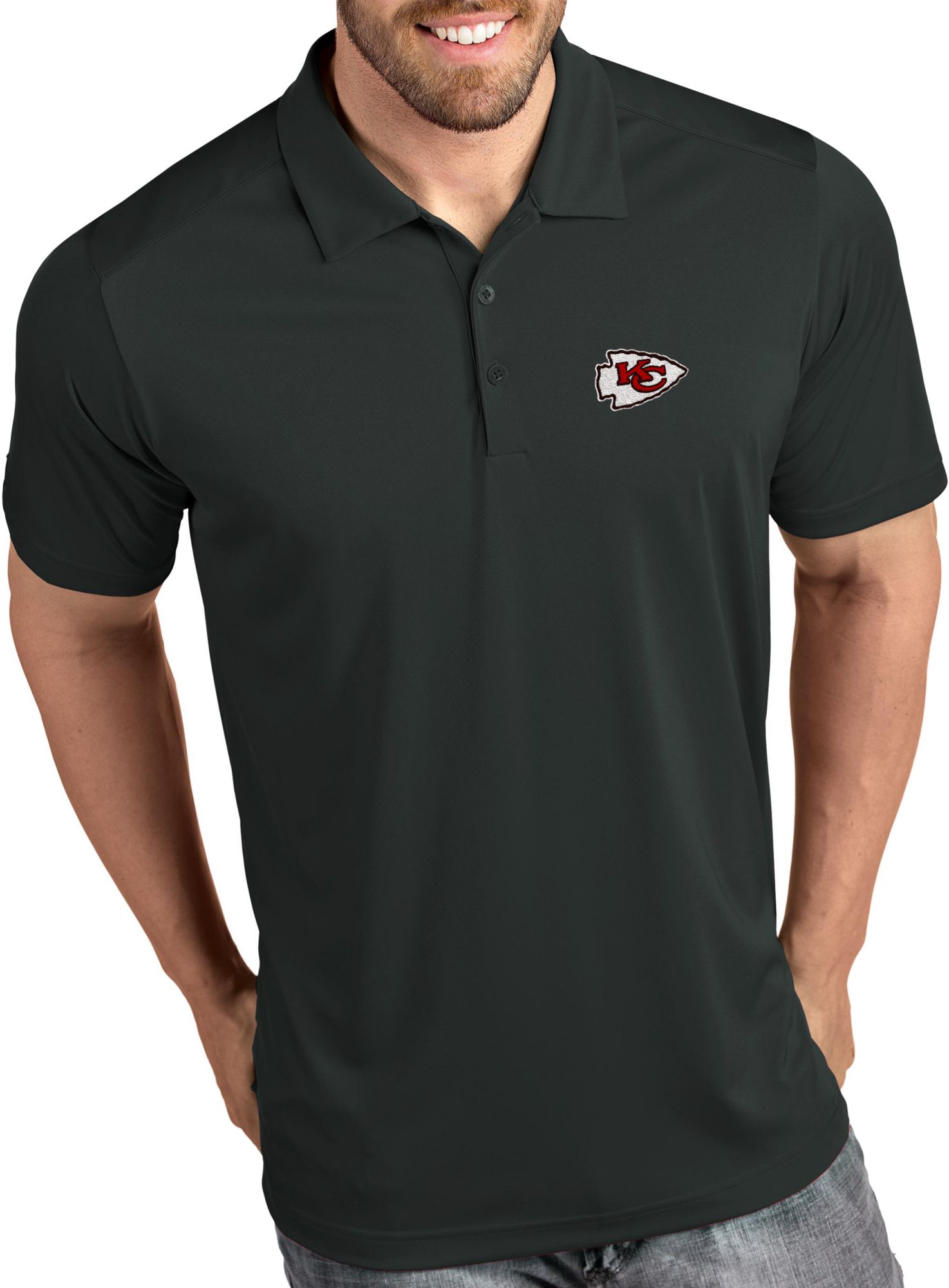 Antigua Men's Kansas City Chiefs Tribute Grey Polo
