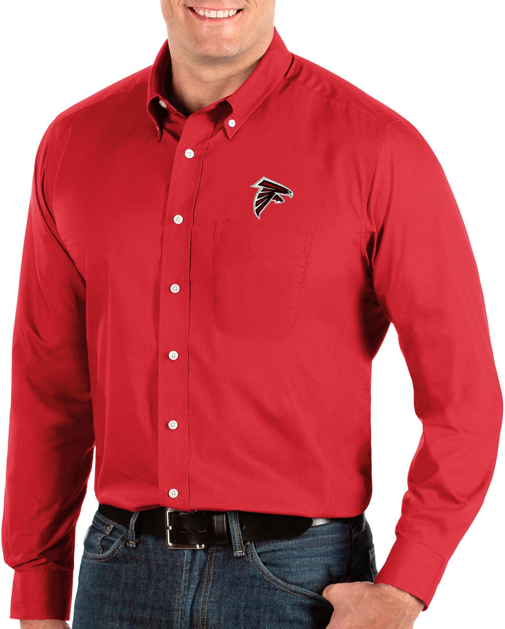 Antigua Apparel / Men's Atlanta Falcons Dynasty Button Down Red Dress Shirt