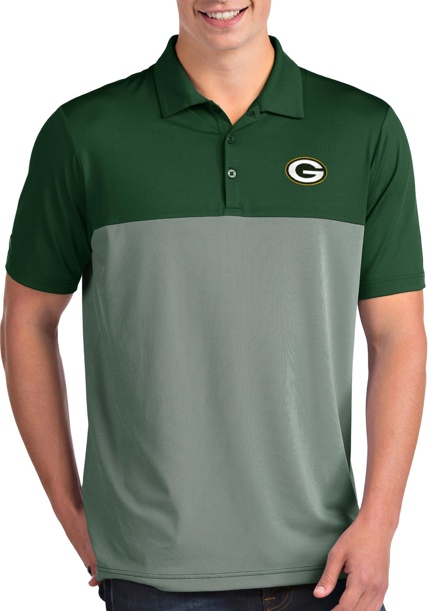 Antigua Men's Green Bay Packers Compass White Polo