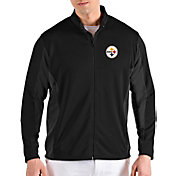 Antigua Men's Pittsburgh Steelers Passage Black Full-Zip Jacket