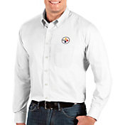 Antigua Men's Pittsburgh Steelers Dynasty Button Down White Dress Shirt