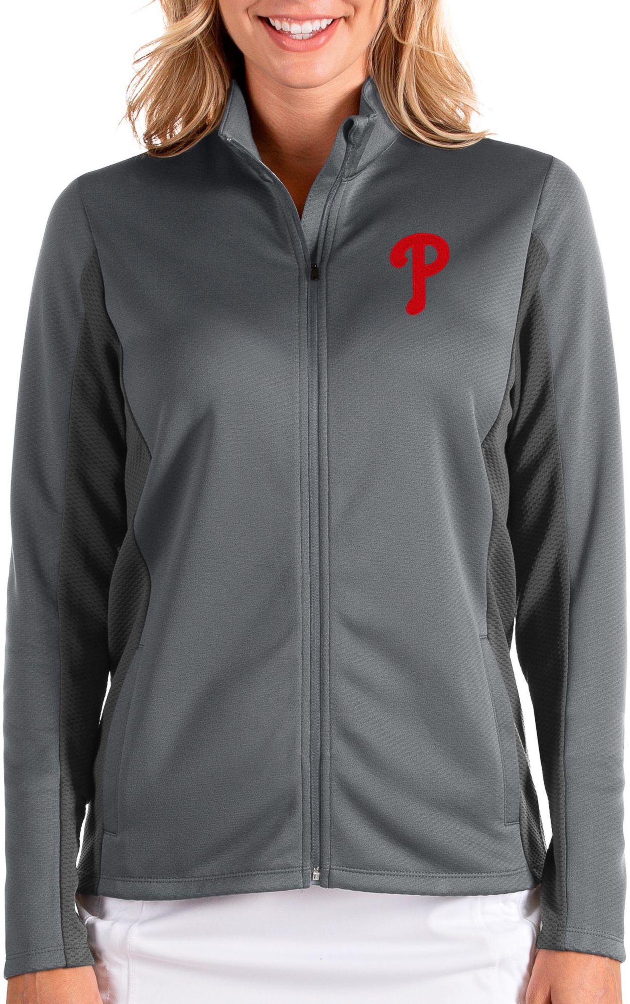 Men's Philadelphia Phillies Antigua Black Tribute Quarter-Zip