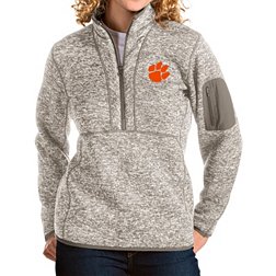 Antigua Women's Clemson Tigers Oatmeal Fortune Pullover Jacket