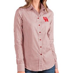 Antigua Women's Houston Cougars Red Structure Button Down Long Sleeve Shirt
