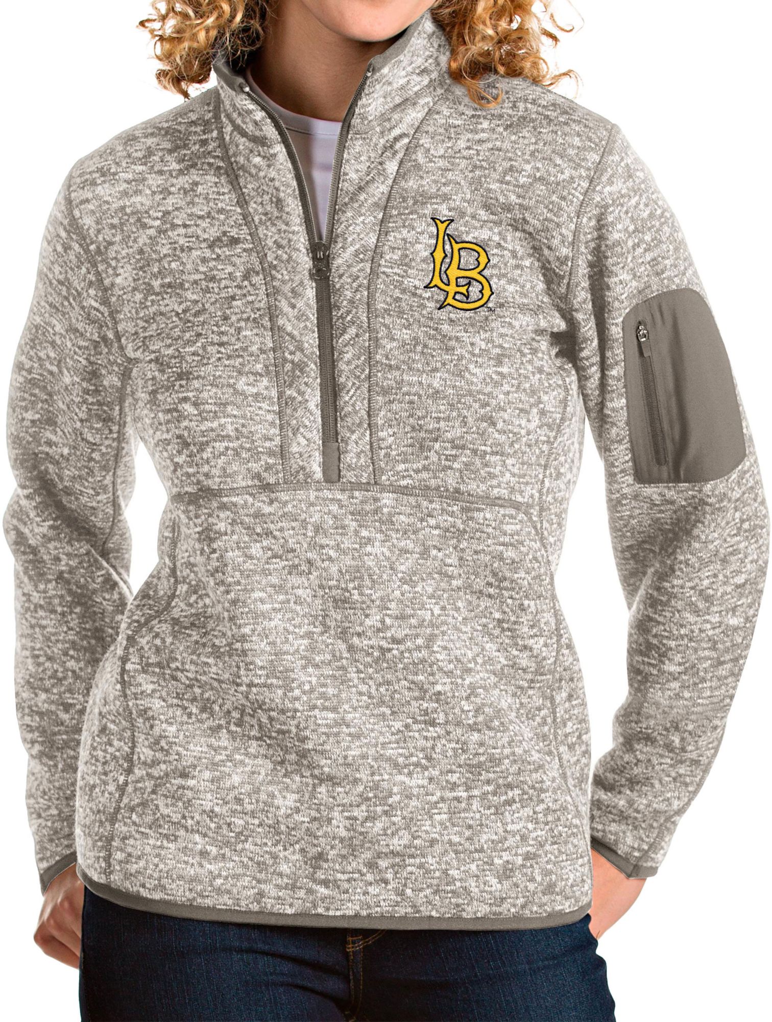 Antigua Women's Long Beach State 49ers Oatmeal Fortune Pullover Jacket