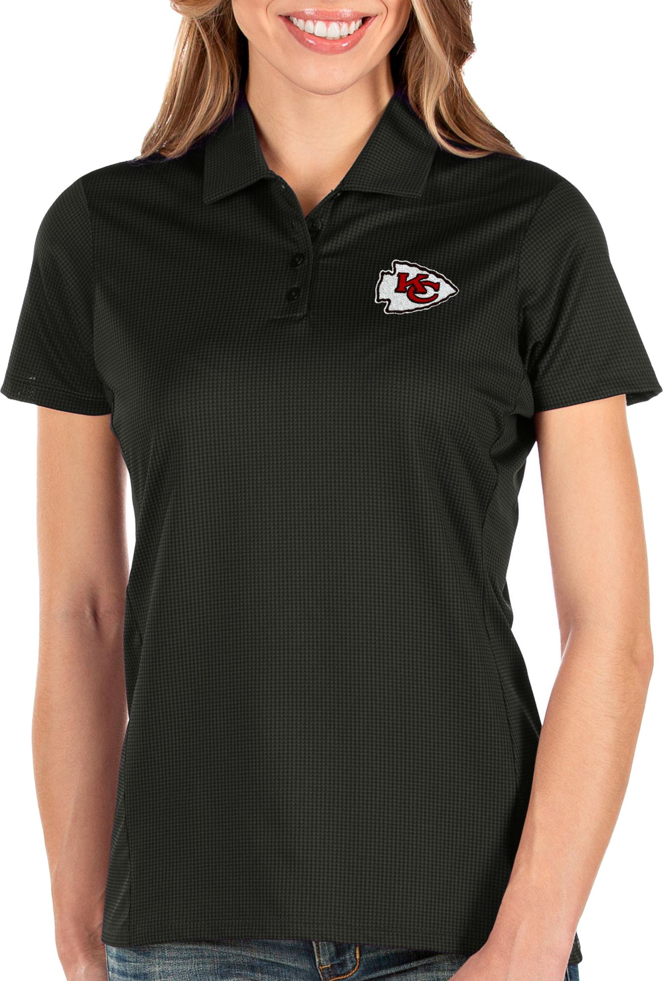 Antigua Women's Kansas City Chiefs Black Polo - Women's Chiefs Apparel