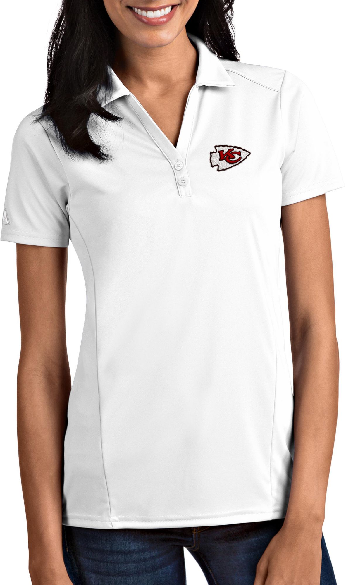 Antigua Women's Kansas City Chiefs White Polo - Women's Chiefs Apparel