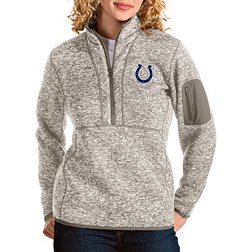 Antigua Women's Indianapolis Colts Fortune Quarter-Zip Oatmeal Pullover