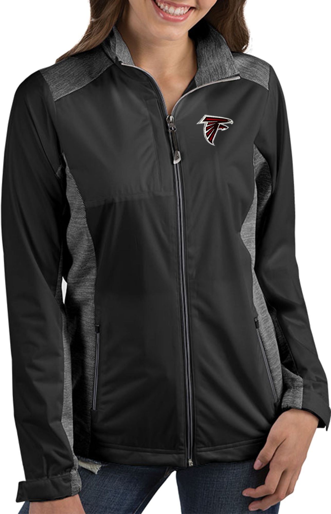 Antigua Apparel / Women's Atlanta Falcons Revolve Black Full-Zip Jacket