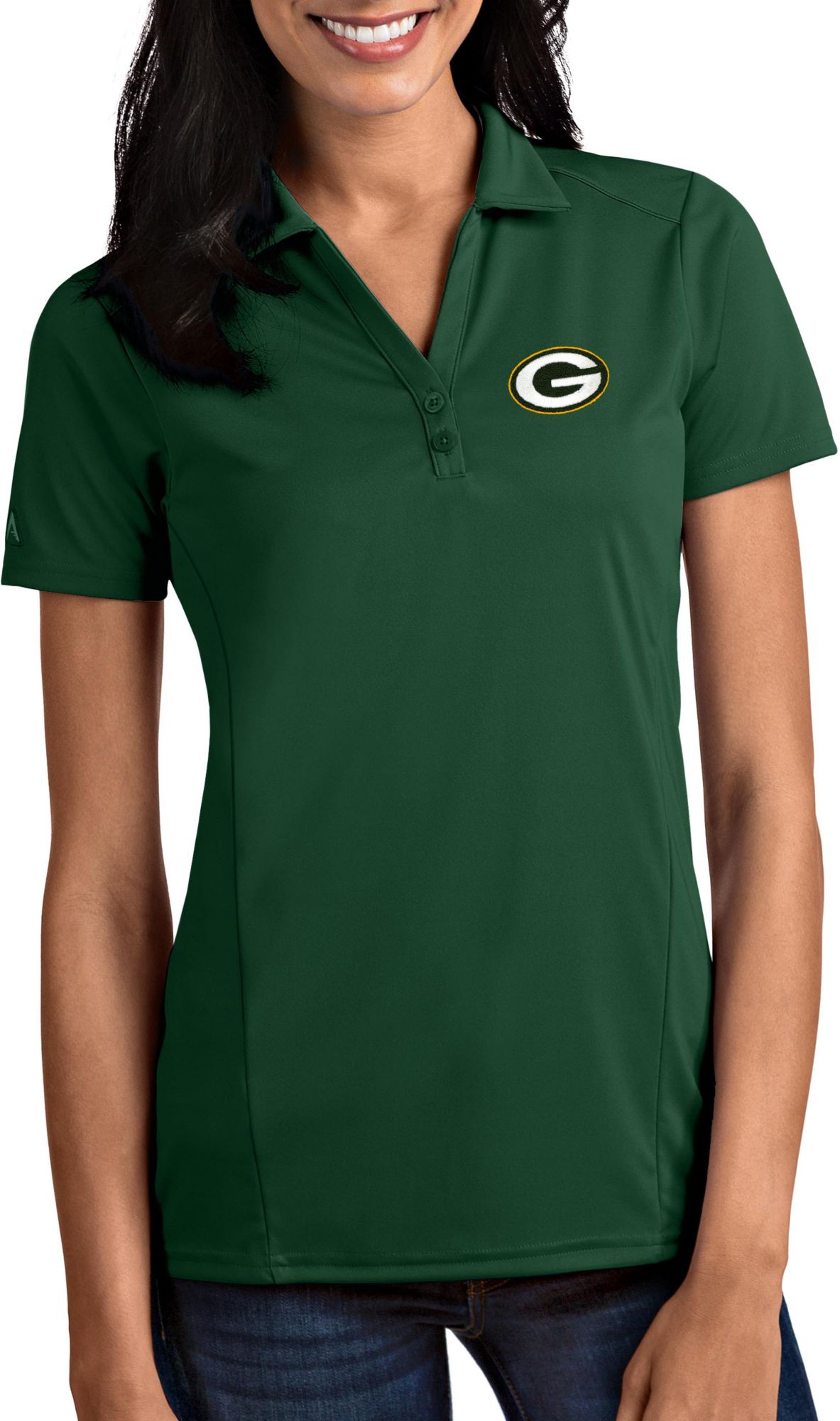 Antigua Women's Green Bay Packers Tribute Green Polo