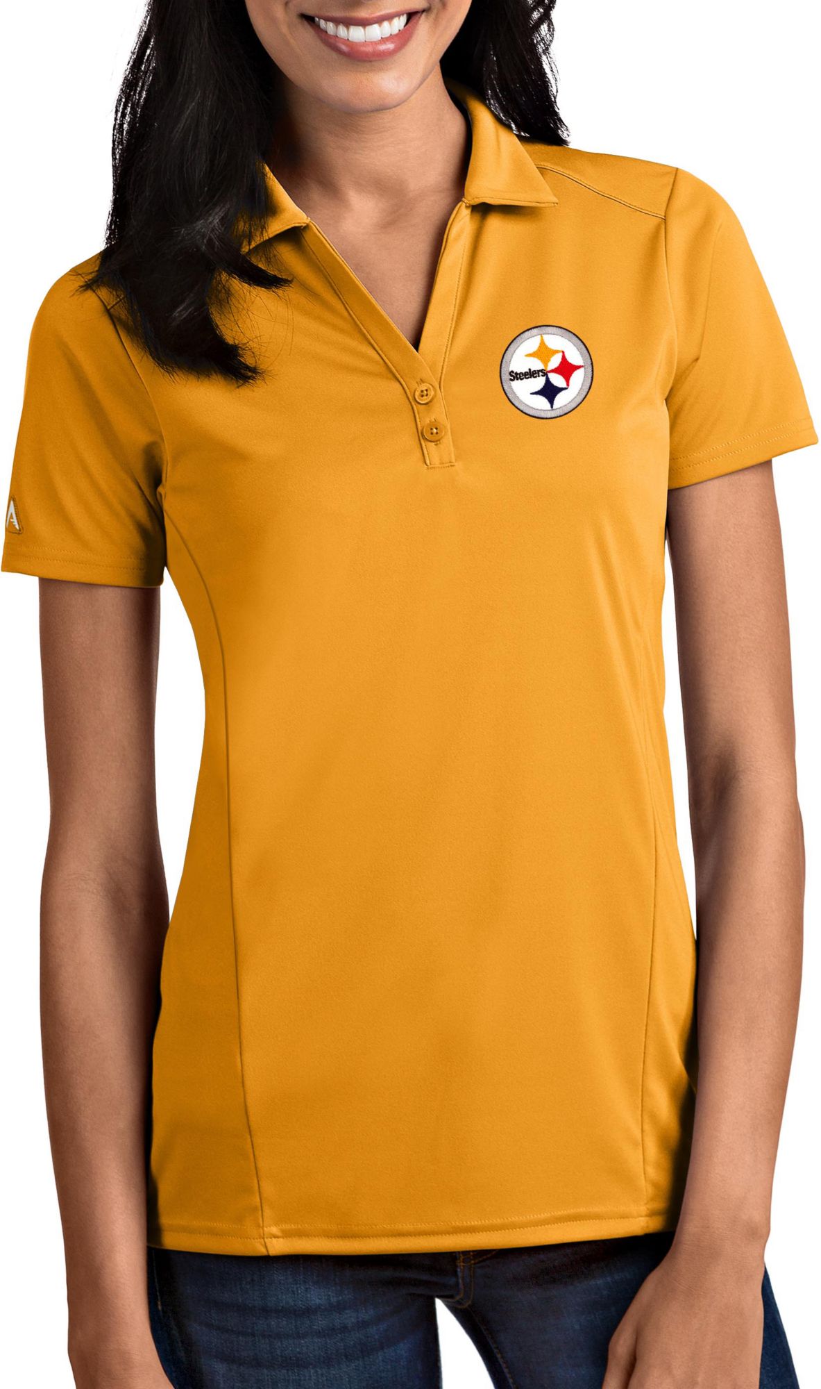 Antigua Women's Pittsburgh Steelers Tribute Gold Polo - Yellow