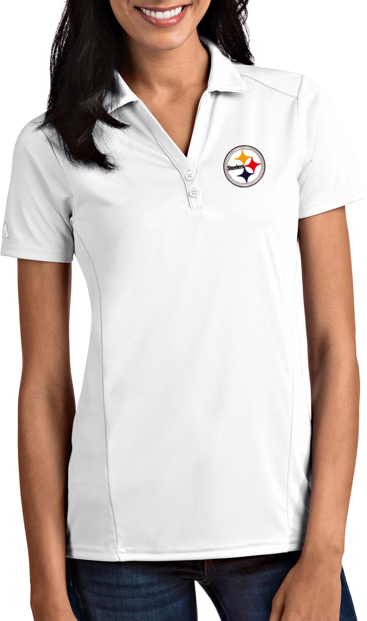 Antigua Women's Pittsburgh Steelers Tribute White Polo