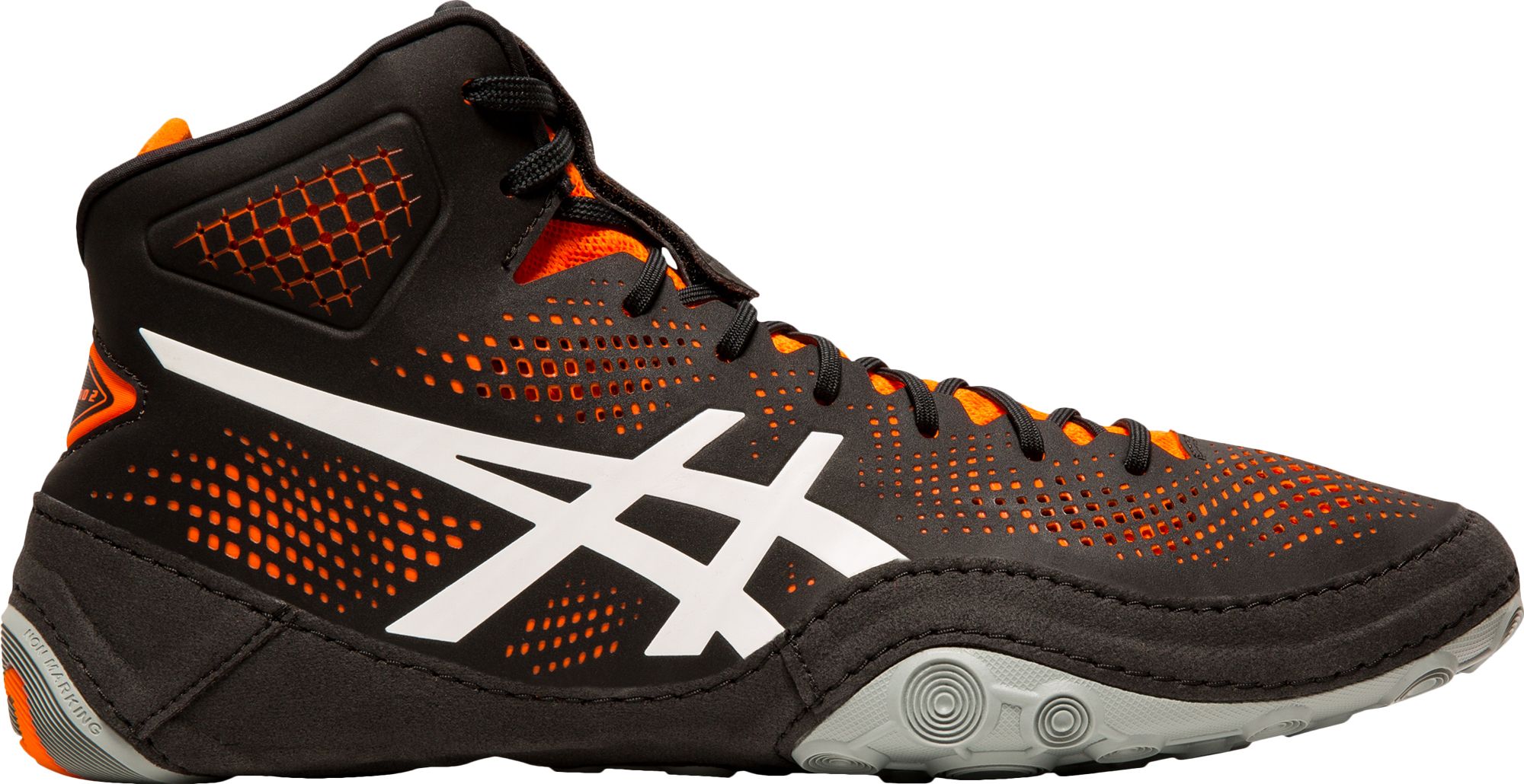 orange and black youth wrestling shoes