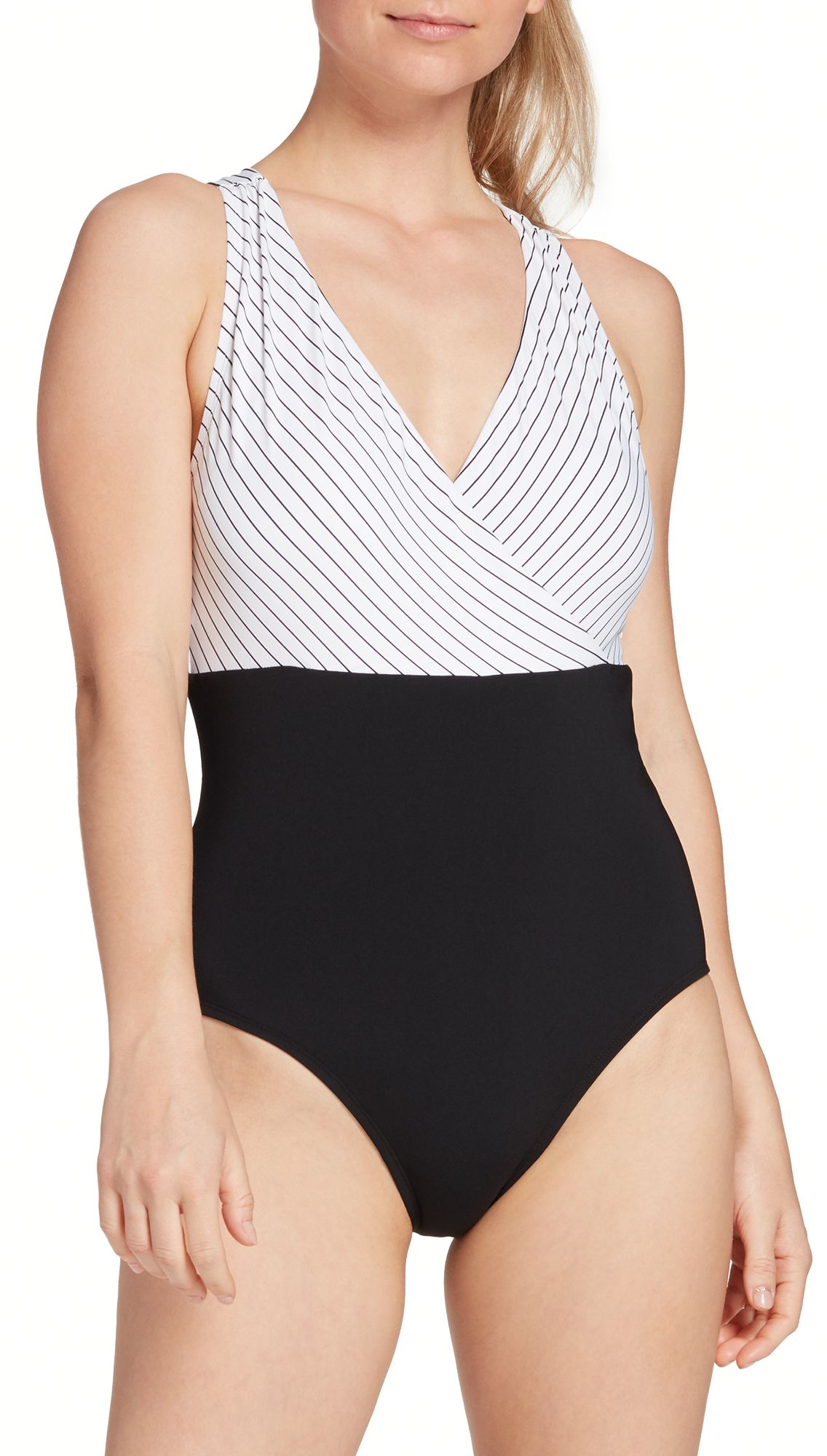 CALIA Women's Overlap One Piece Swimsuit