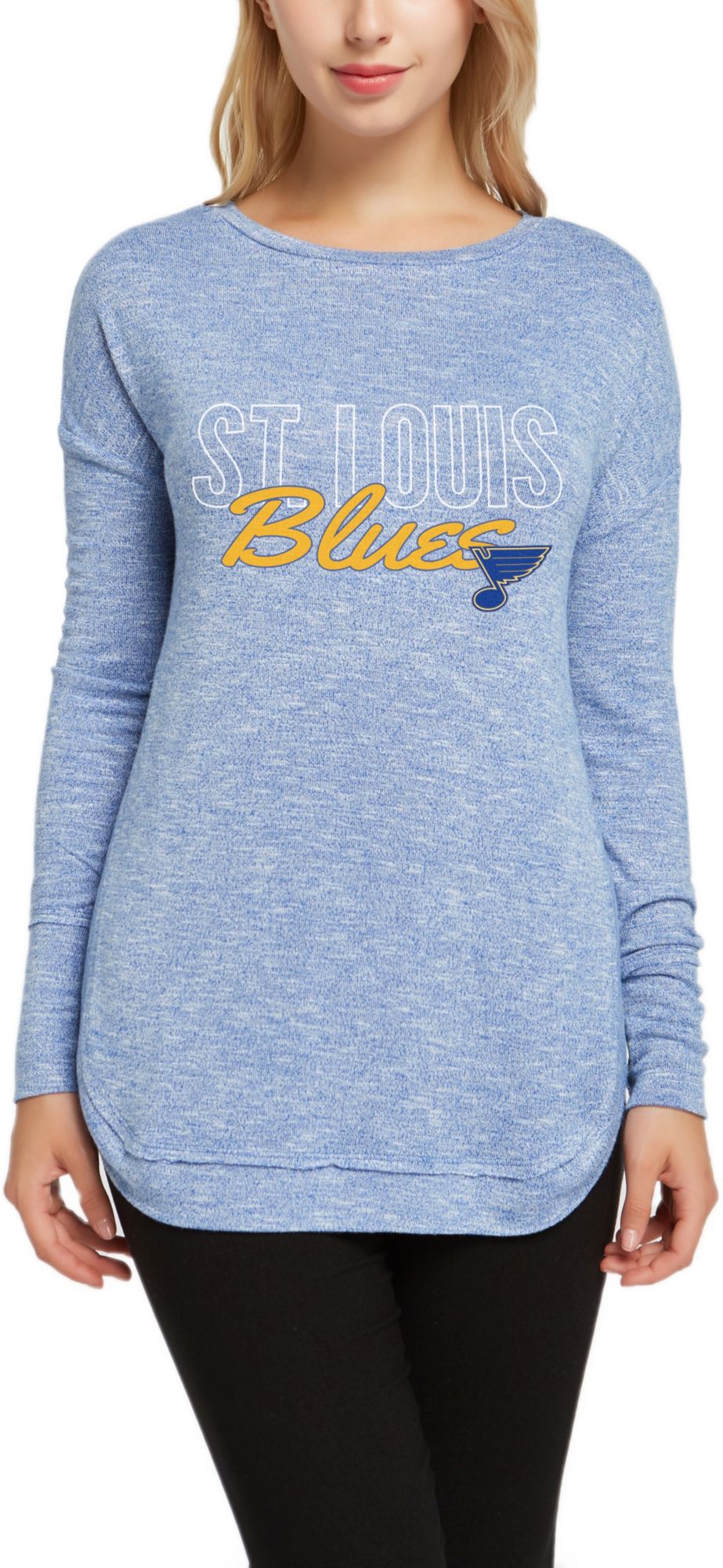 Concepts Sport Women's St. Louis Blues Marble Royal Heathered Long Sleeve T-Shirt