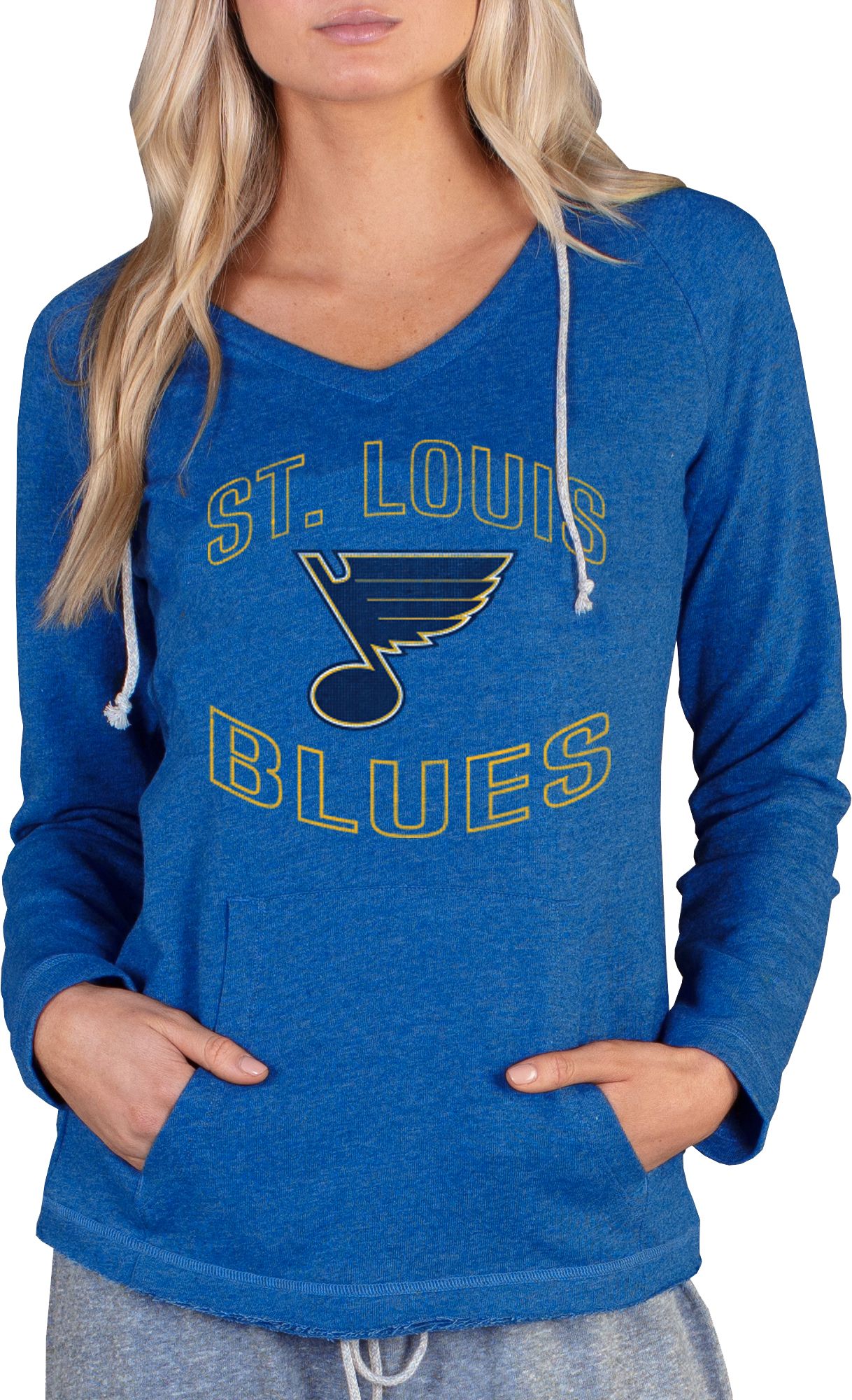 Concepts Sport Women's St. Louis Blues Terry Royal Heathered V-Neck Hoodie