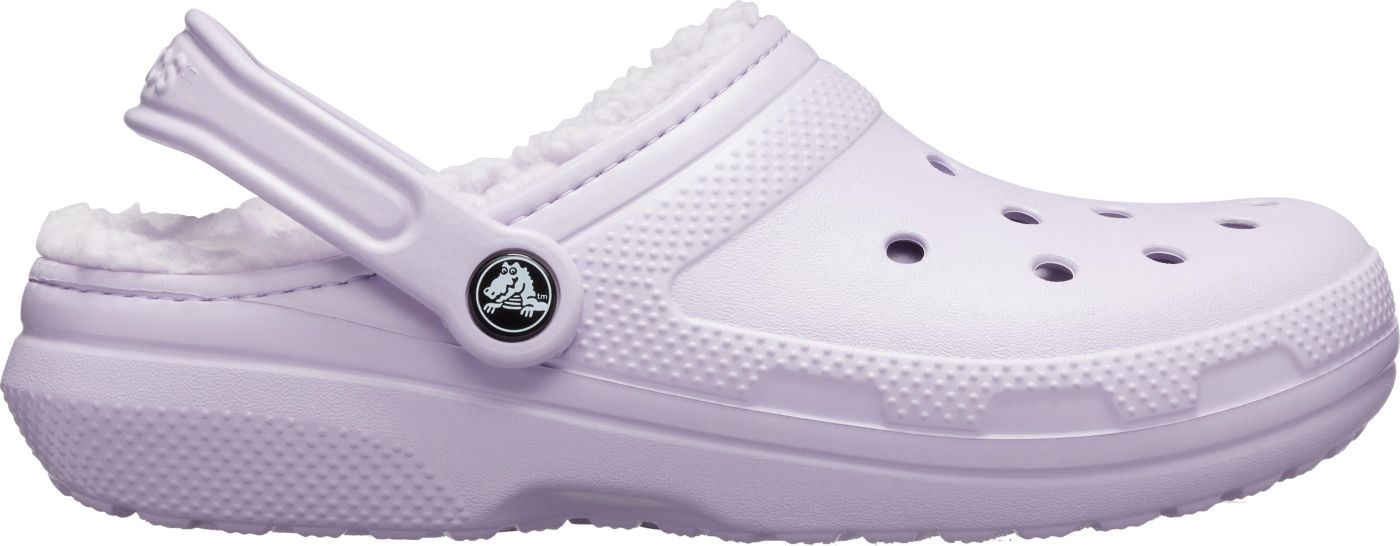 dark purple fuzzy crocs