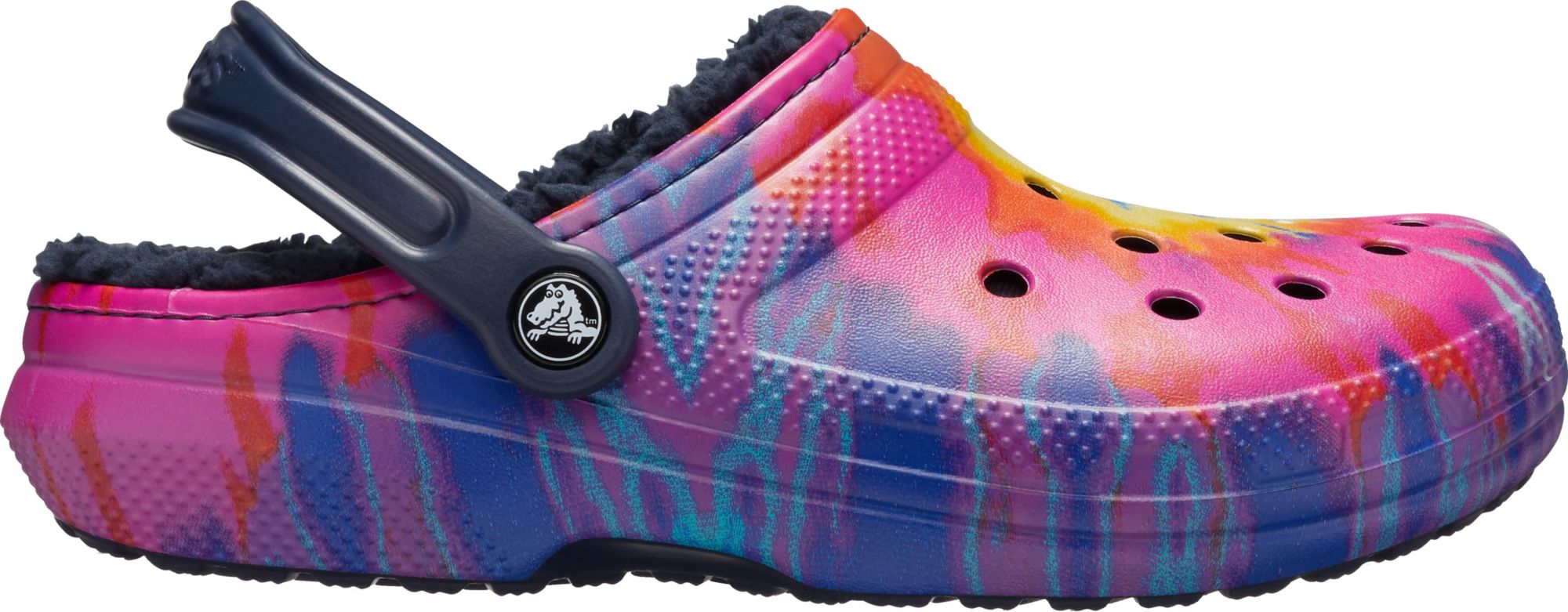 tie dye crocs with fur