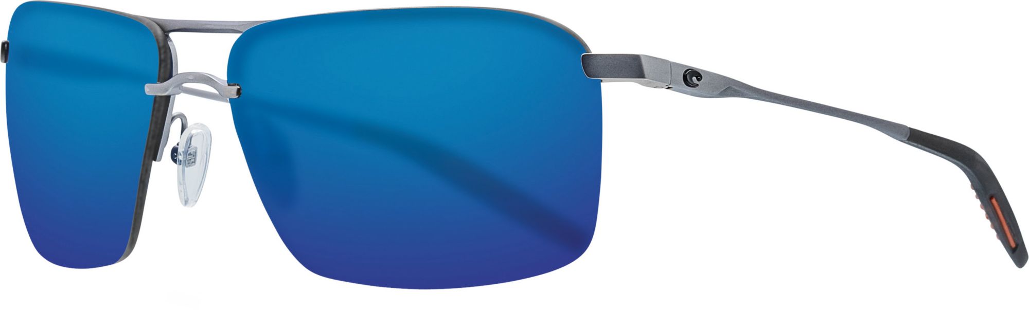 Photos - Sunglasses Costa Del Mar Skimmer 580P Polarized , Men's, Matte Silver/Blue 