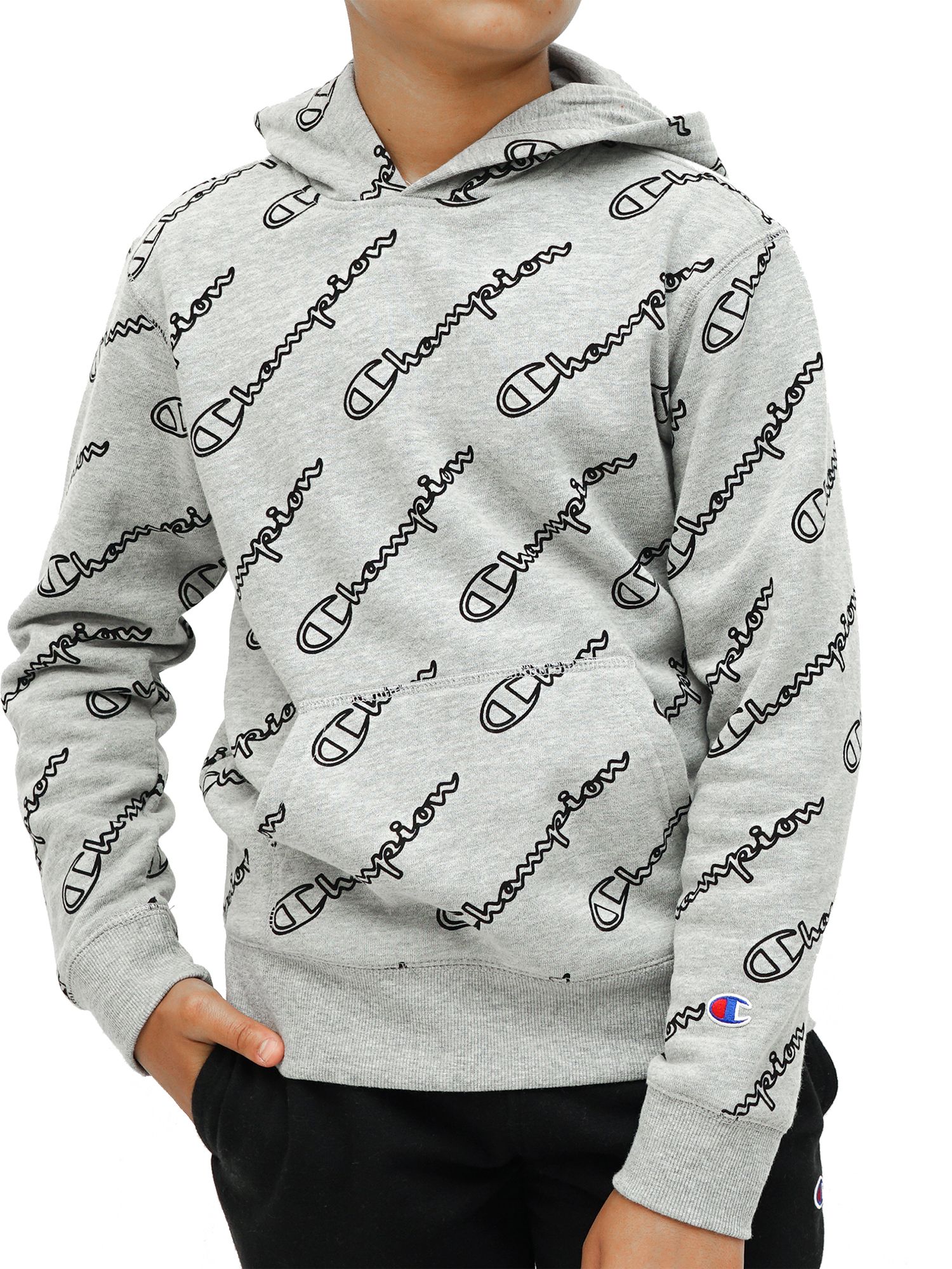 champion hoodie with champion written all over it