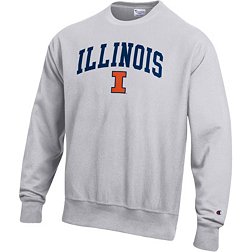 Champion Men's Illinois Fighting Illini Grey Reverse Weave Crew Sweatshirt