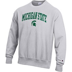 Champion Men's Michigan State Spartans Grey Reverse Weave Crew Sweatshirt