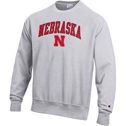 Champion Men's Nebraska Cornhuskers Grey Reverse Weave Crew Sweatshirt